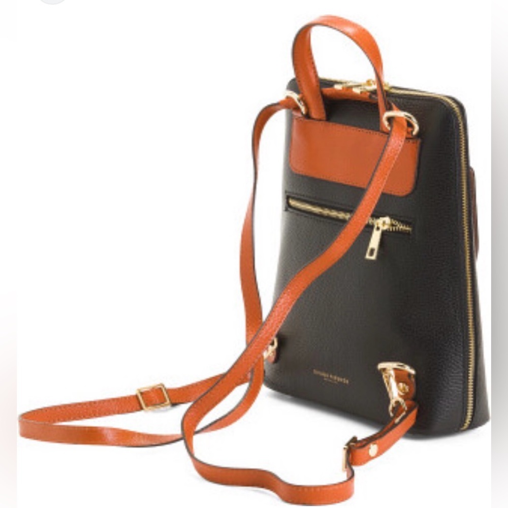 Divina Firenze Made In Italy Leather Contrast Trim Backpack
